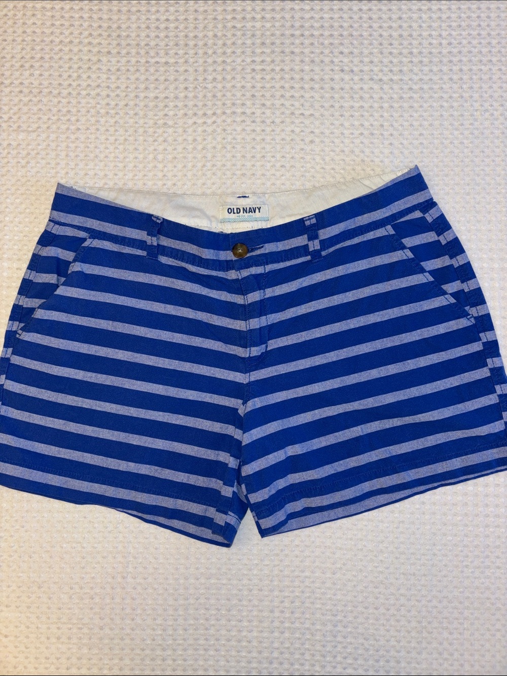 Old Navy Size 10 Royal & Light Blue Striped Shorts Classic Chino Preppy - Picture 4 of 14